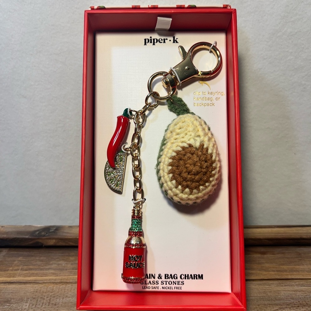 Piper K Avocado and Hot Sauce Keychain
